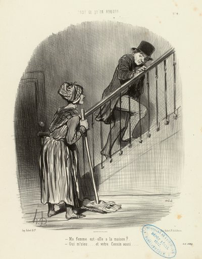 Anything You Like, No. 4: Is my wife at home? ... by Honoré Daumier