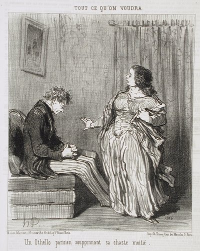 A Parisian Othello Suspecting His Chaste Half by Honoré Daumier