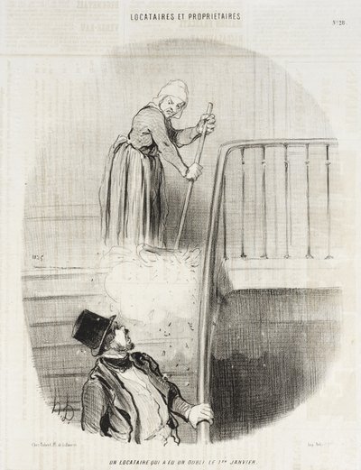 A Tenant Who Forgot on January 1st by Honoré Daumier