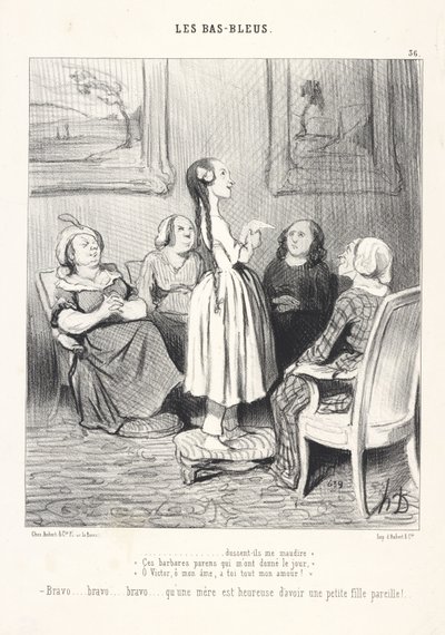 ...let them curse me! These barbaric parents who gave me life, O Victor, O my soul, all my love to you! Bravo...bravo...bravo...how happy a mother is to have such a little girl! by Honoré Daumier