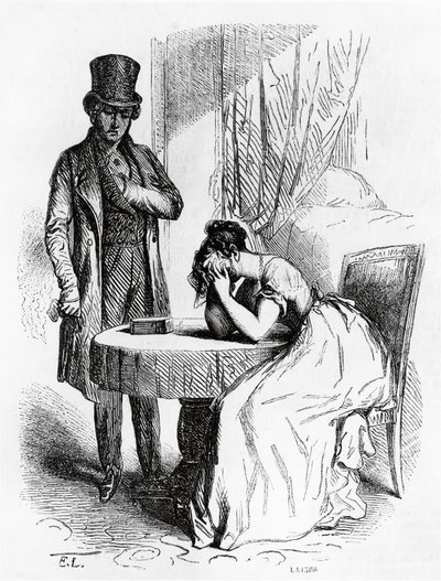 Woman in Despair Under Gaze of Man, Illustration from Ferragus by Honore de Balzac by Honore de Balzac