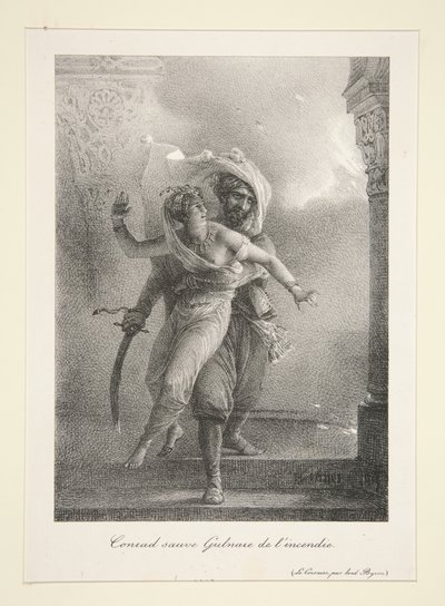 Conrad Liberates Gulnare from the Fire (Byron