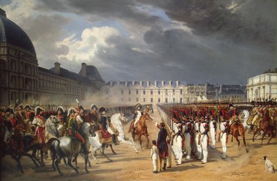 Invalid Handing a Petition to Napoleon at the Parade in the Court of the Tuileries Palace by Emile Jean Horace Vernet