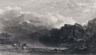 A Highland Loch, Mist resting on Mountains by Horatio Macculloch