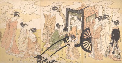 A Cherry-Viewing Excursion by a Noble Lady and Attendants by Hosoda Eishi