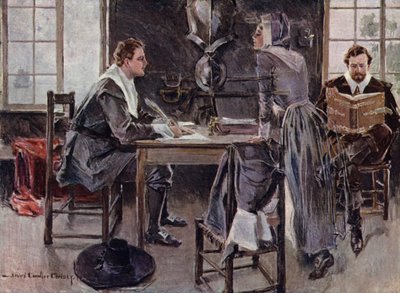 Illustration for The Courtship of Miles Standish by Henry Wadsworth Longfellow by Howard Chandler (after) Christy
