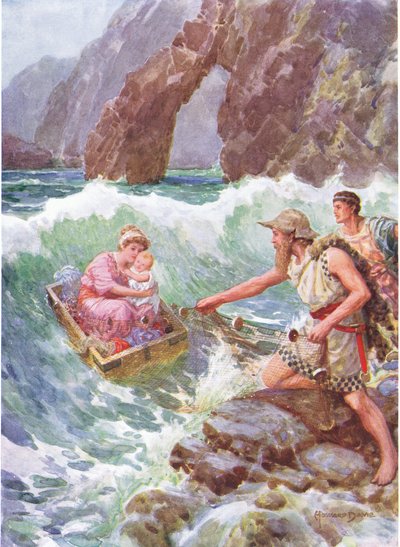 He drew her and the baby safe upon a ledge of rock, illustration for 
