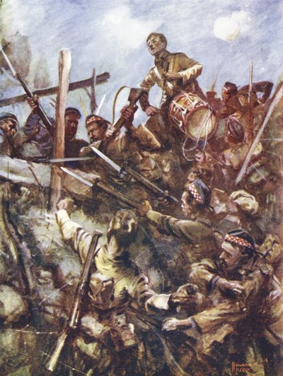 Drummer Walter Ritchie standing on the enemy