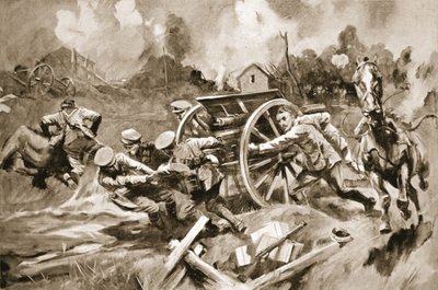 Farrier-Sergeant T. Harrison rescuing horses and guns from an untenable position under shell-fire when the officer in command had been wounded by Howard K. Elcock