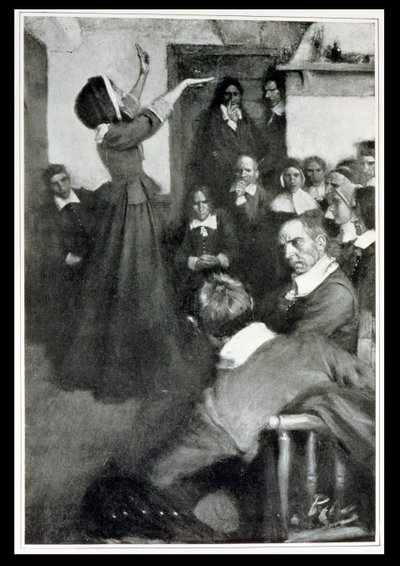 Anne Hutchinson Preaching in Her House in Boston, 1637, illustration from 