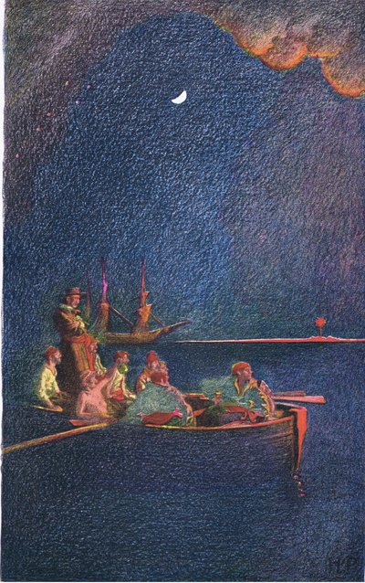 Burning the ship, from Howard Pyle