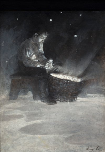 David Sat Down on the Wooden Bench and Took Up a Big Blue Star, from 
