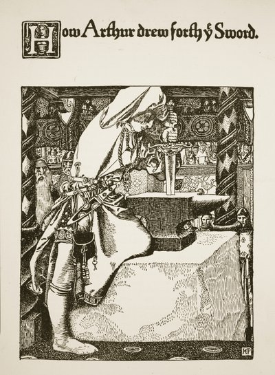 How Arthur drew forth the sword, illustration from 