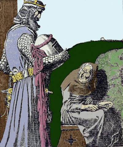 King Arthur and the witch. Illustration by Howard Pyle by Howard Pyle