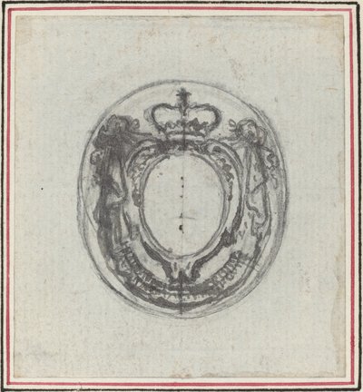 Armorial Cartouche with Crown and Swags by Hubert Francois Gravelot