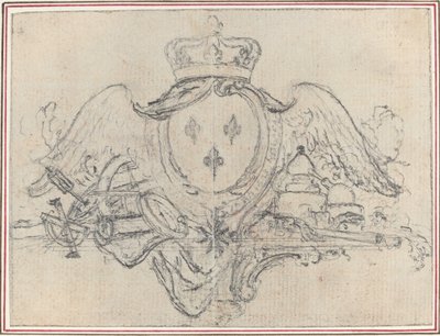 Arms of the King of France with Wings and Scientific Instruments by Hubert Francois Gravelot