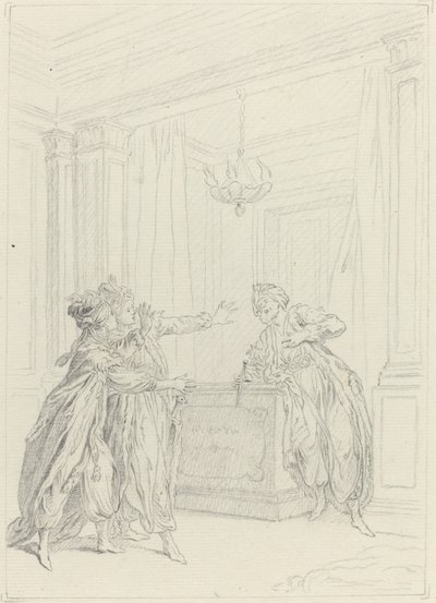 Calmine, quel objet vient Effrayer ma vue? by Hubert Francois Gravelot