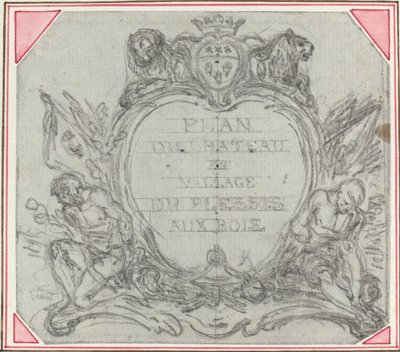 Title Cartouche for a Map of the Chateau and Village of Le Plessis aux Bois by Hubert Francois Gravelot