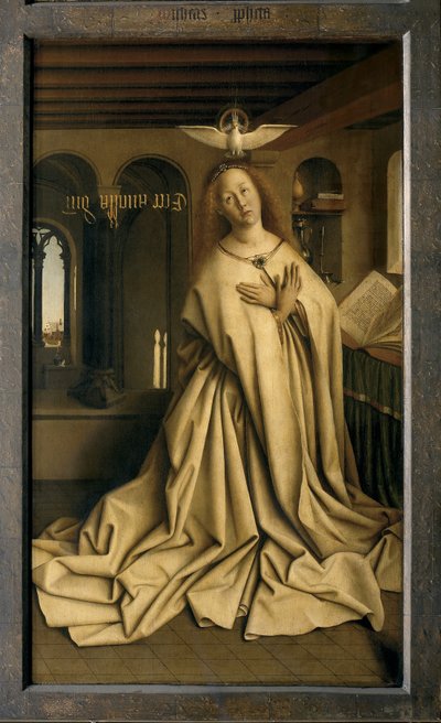 The Angel Gabriel passes the Message to Maria (detail) by Hubert & Jan van (1390 1441) Eyck