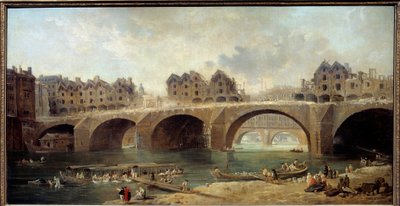 Demolition of the Houses of the Notre Dame Bridge in Paris in 1786 by Hubert Robert