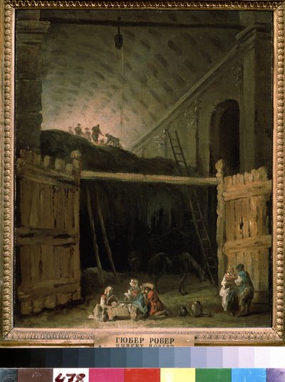 Hay Barn in a Basilica by Hubert Robert