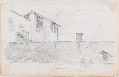 Housetops behind a Wall by Hubert Robert