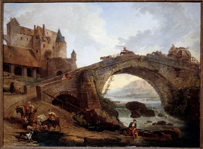 Landscape with Bridge by Hubert Robert