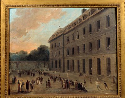 Recreation of Prisoners in Saint Lazare: the Balloon Part. Painting by Hubert Robert (1733-1808) by Hubert Robert