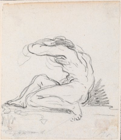 Seated Male Nude with Arm over Head, Seen from the Side by Hubert Robert