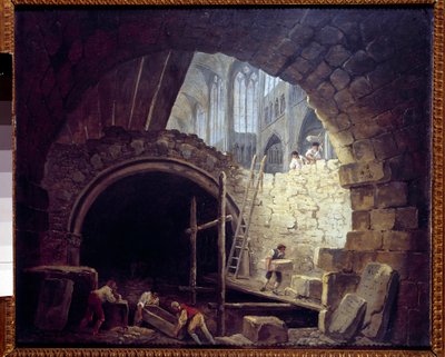 Violation of the Cellars of the Kings in the Basilica of Saint Denis in October 1793 by Hubert Robert
