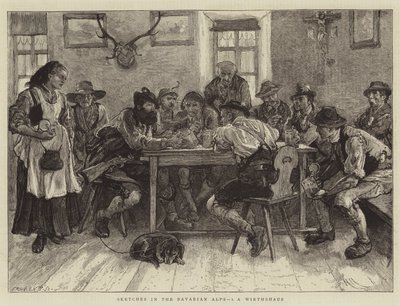 Sketches in the Bavarian Alps, I, a Wirthshaus by Hubert von Herkomer