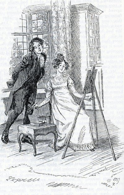 Mr. Elton Making Admire the Portrait of Hariett Painted by Emma by Hugh Thomson