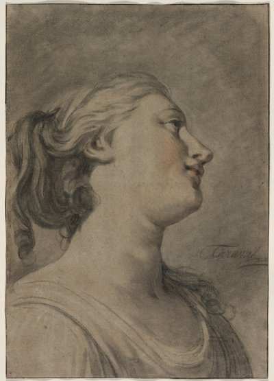 Head of a Female Figure in Profile, Turned to the Right, c. 1763-1770 by Hughes Taraval