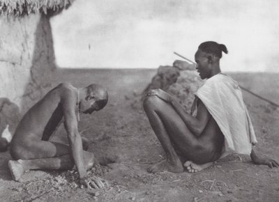 Africa: Medicine-man bleeding a patient by Hugo Adolf Bernatzik