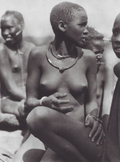 Africa: Nuer Girl Wearing Giraffe-Hair Necklace by Hugo Adolf Bernatzik