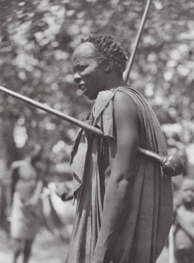Africa: Shilluk warrior with club by Hugo Adolf Bernatzik