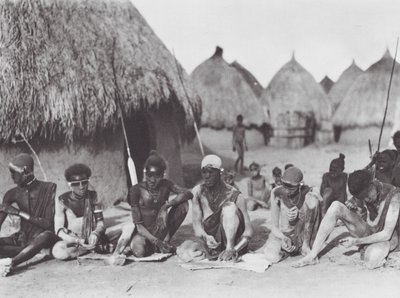 Africa: Shilluk Warriors Rubbing Themselves with Wood Ashes by Hugo Adolf Bernatzik