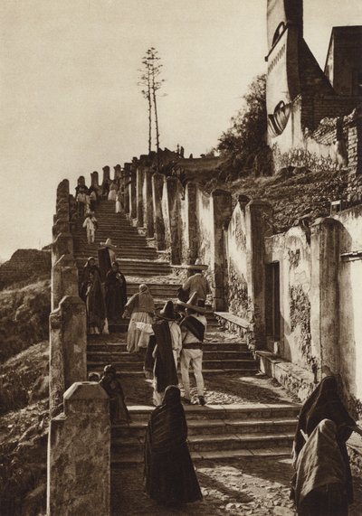 Mexico: Guadalupe Hidalgo, Ascent to the Hill of Tepeyacac by Hugo Brehme