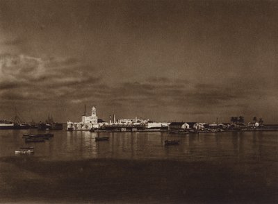 Mexico: Panorama of the Port of Vera Cruz with San Juan Castle by Hugo Brehme