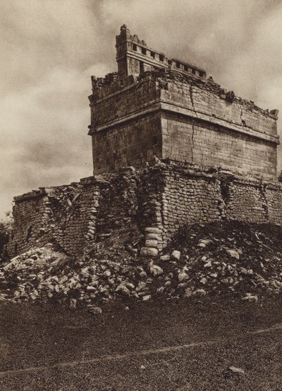Mexico: Ruins of Chichen Itza, Yucatan, Temple near the Ball Court by Hugo Brehme