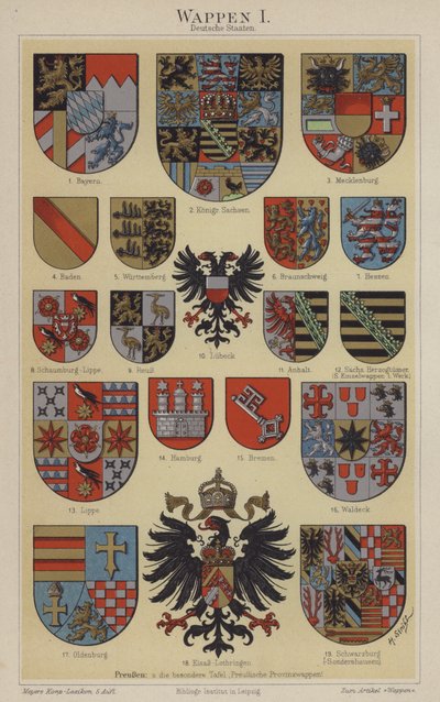 Coats of Arms of German States by Hugo Gerard (after) Strohl