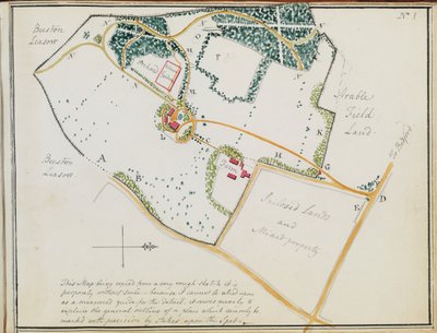 Map from "Red Books", for "Mogenhanger in Bedfordshire, a Seat of Godfrey Thornton Esq." (1792) by Humphry Repton