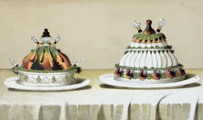Design for the Presentation of Chicken Stuffed with Foie Gras and Pheasant Breasts Cooked in the Berthold Manner, Illustration from a Hungarian Cookery Book on French Cooking, c.1880 by Hungarian School