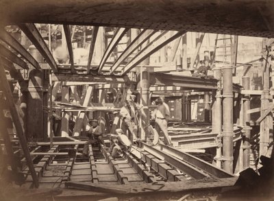 Workers on Girders of Auditorium, New Paris Opera by Hyacinthe César Delmaet and Louis Émile Durandelle