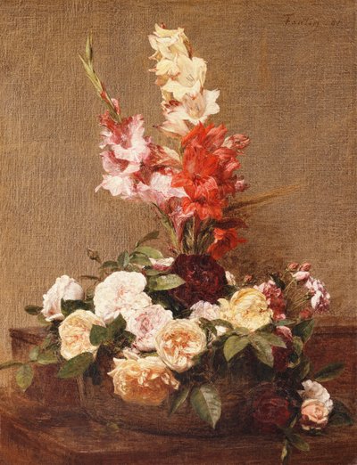 Gladioli and Roses by Ignace Henri Jean Fantin Latour