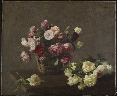 Roses in a Basket by Ignace Henri Jean Fantin Latour