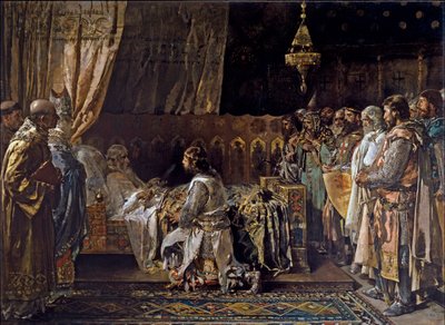 King James I the Conqueror Gives His Sword to His Son, Pedro by Ignacio Pinazo Camarlech