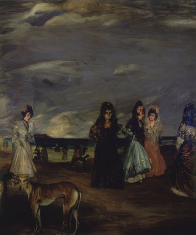 (Women with Mantillas and Dog in the Foreground) – 20th Century by Ignacio Zuloaga y Zabaleta