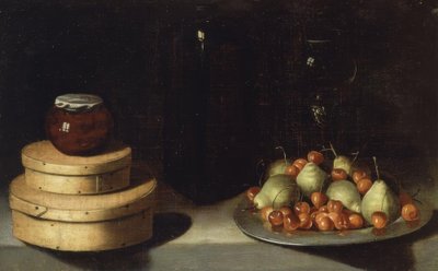 Still Life (Tray with Cherries and Pears, Boxes, and Honey Jar) by Ignacio Zuloaga y Zabaleta