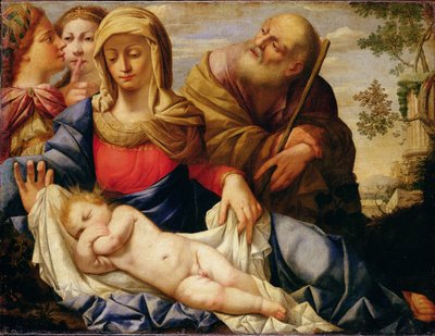 Holy Family with Two Female Figures by Il (1609 85) Sassoferrato